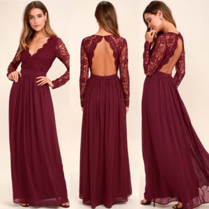 Lulu’s Awaken My Love Lace Long Sleeve Maxi Dress